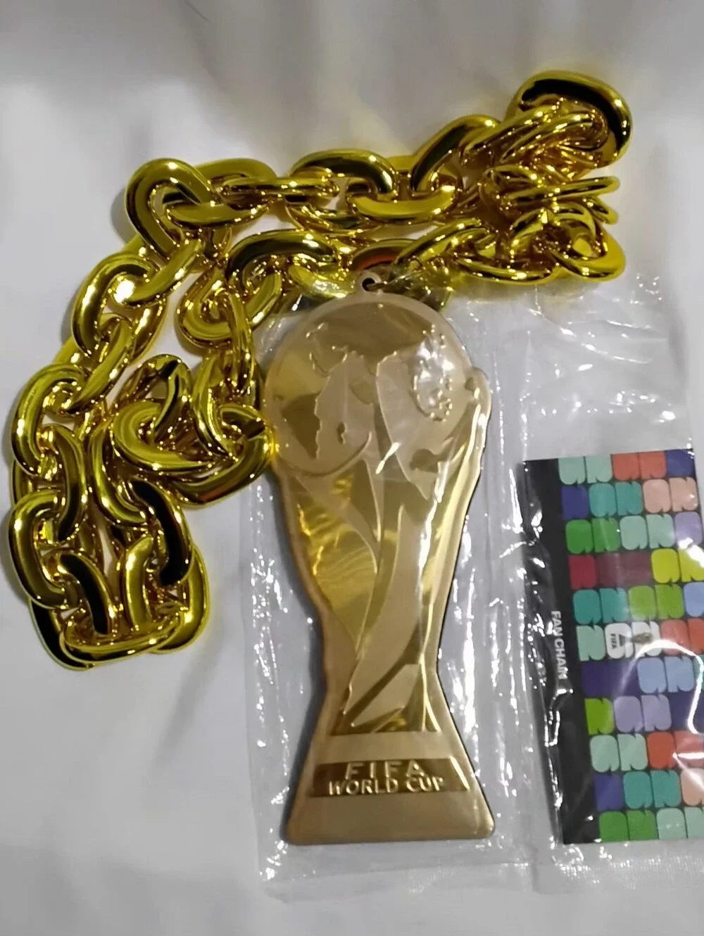 FIFA World Cup 2026 Faux Gold Trophy Fan Chunky Chain Necklace Official Licensed